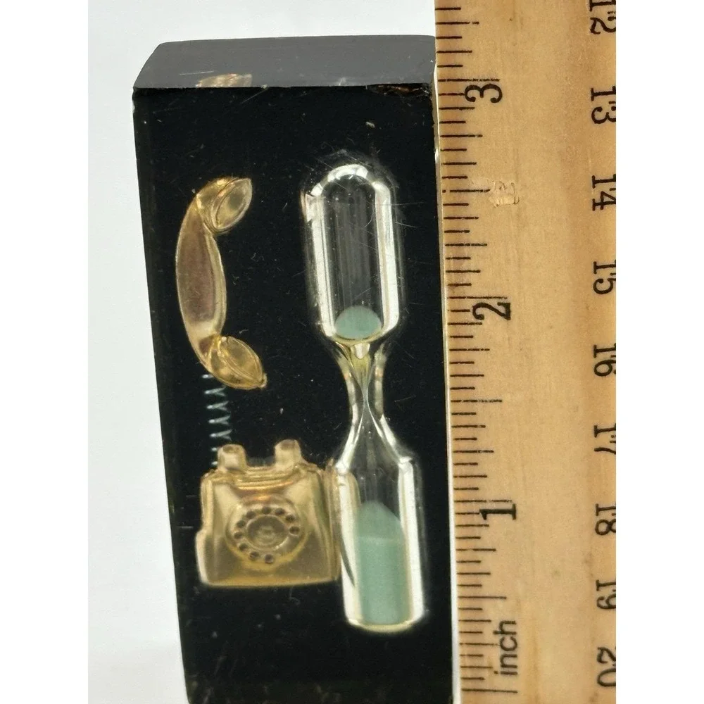 Vintage Plastic Desk Novelty-mini Rotary Telephone-& Hourglass Timer Retro Decor